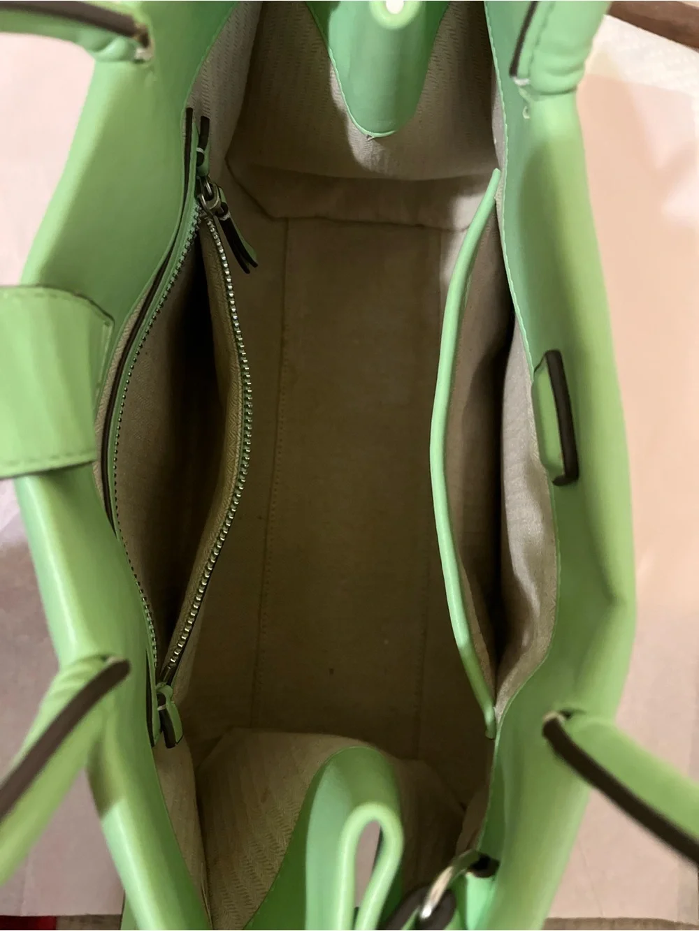 Tory Burch Mint Green Leather Double-Handle Tote